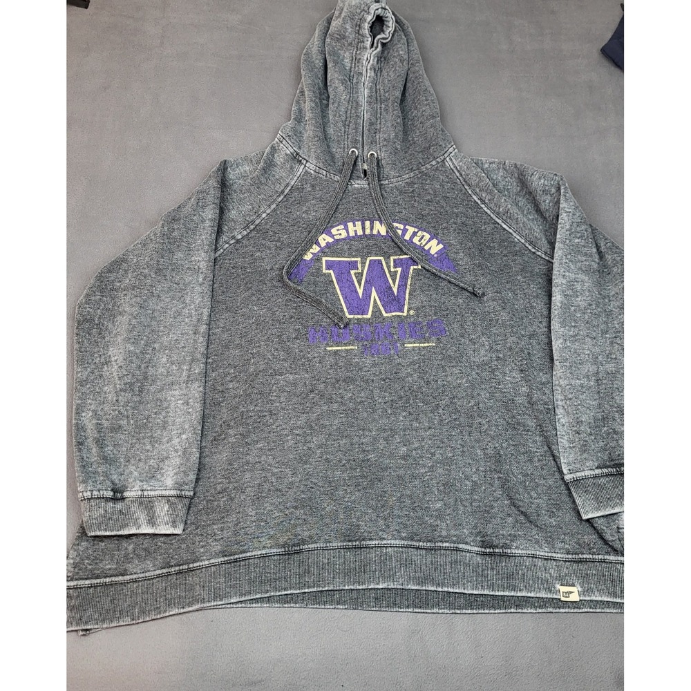 Blue 84 Washington Huskies Sweatshirt Womens XL Gray Oversized Drawstring Hoodie